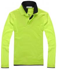 綠色雙領長袖翻領T恤制作