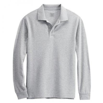 【定制】花灰色翻領秋裝長袖T恤衫加工定制 免費寄樣