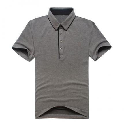 花灰色男款短袖T恤衫 襯布時尚衣領制作