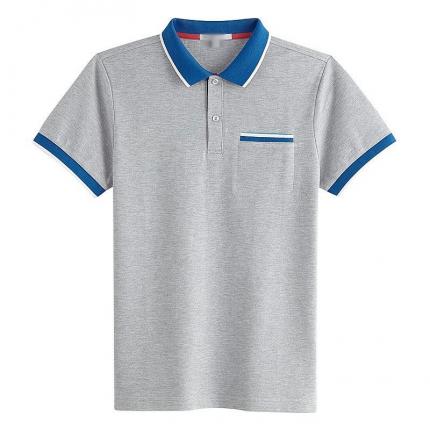 【定制】夏季男士翻領T恤衫衣領撞色款式訂制