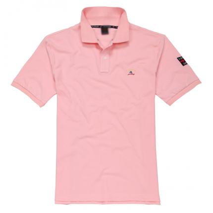 粉紅色男士翻領短袖T恤衫精梭棉材質制作