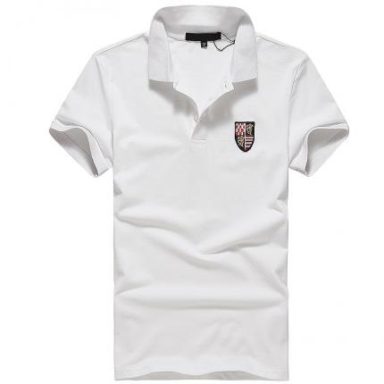 白色經典商務POLO衫男士短袖款式 珠地純棉