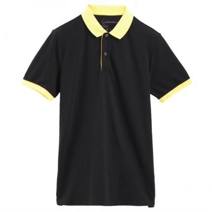 【定制】黑色男士T恤衫撞色衣領袖口定制加工