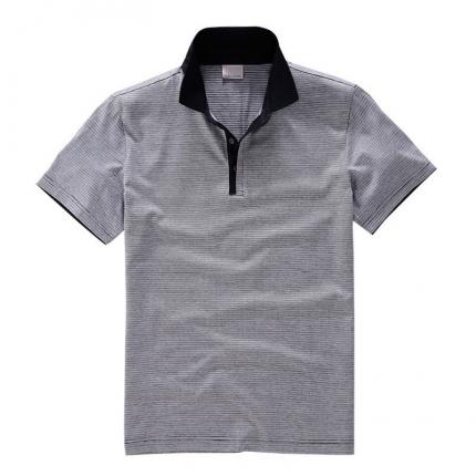 【定制】時尚衣領撞色細條紋T恤衫定做 免費設計