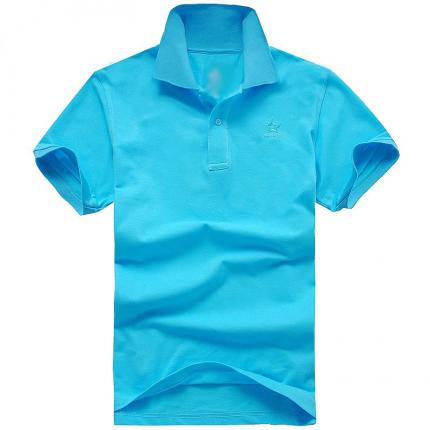 【定制】水藍色商務POLO衫 珠地拉架純棉材質