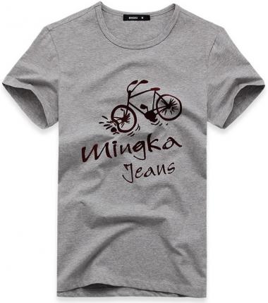 【定制】花灰色時尚印花圓領T恤衫