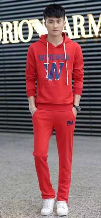 時尚紅色套頭連帽衛衣定制