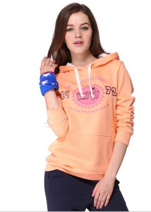 休閑時尚套頭連帽亮色衛衣